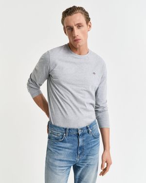 GANT Regular Fit Long Sleeve Shield Logo T-Shirt - White