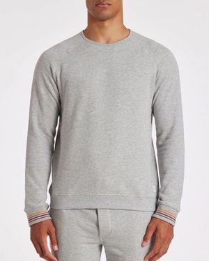 Paul Smith Long Sleeve Lounge Top With Artist Stripe Cuffs - Grey