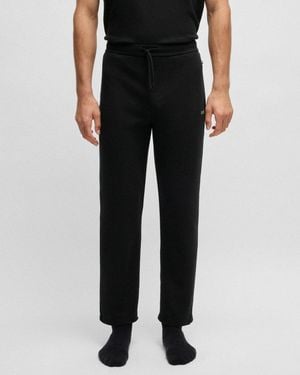 BOSS Waffle Cotton-blend Pyjama Bottoms With Embroidered Logo - Black