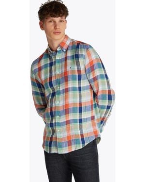 Tommy Hilfiger Linen Summer Madras Shirt - Blue