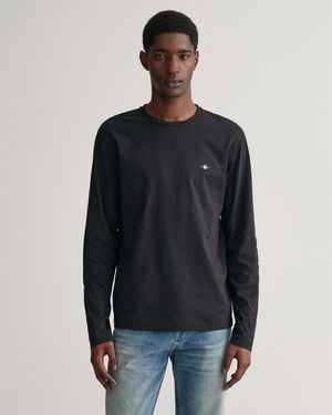 GANT Regular Fit Long Sleeve Shield Logo T-Shirt Size: M - Black