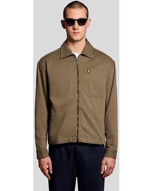 Lyle & Scott Enzyme Wash Zip Overshirt - Natural