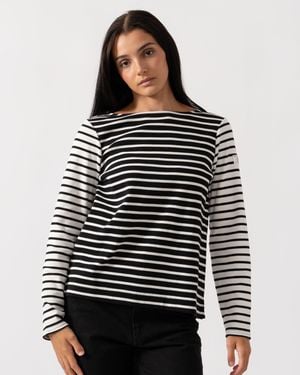 Joules New Harbour Striped Breton Top - Black