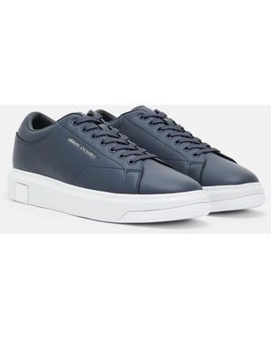 ARMANI EXCHANGE Leather Trainers - Blue