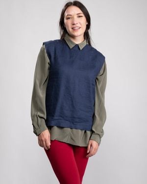 Great Plains Alana Linen Polo Neck Top Size: S - Blue