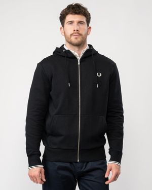 Fred Perry Zip Through Hoodie Nos - Black