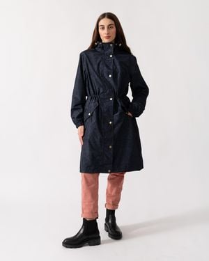 Joules Holkham Packable Printed Raincoat - Blue