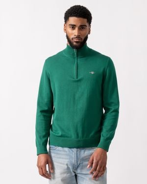 GANT Classic Cotton Half Zip Jumper - Green