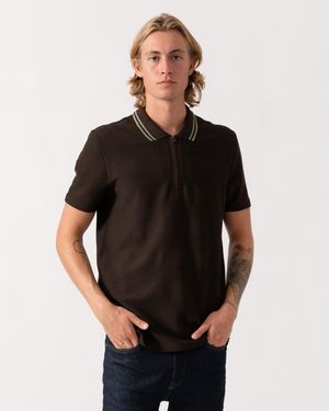 Paul Smith Ps Zip Polo Shirt With Tipped Collar - Black