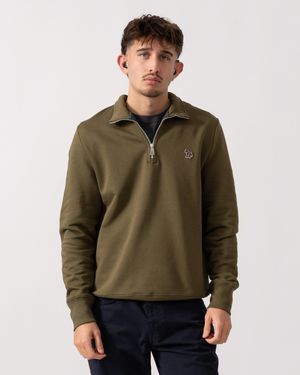 Paul Smith Ps Reg Fit Half Zip Zebra Logo Top - Green