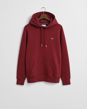 GANT Regular Fit Shield Logo Pullover Hoodie - Red