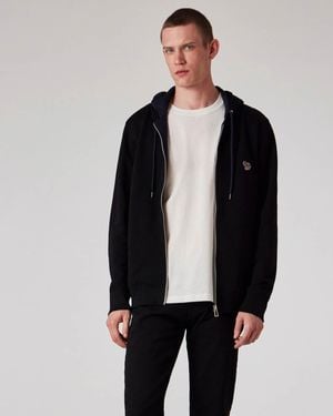 Paul Smith Ps Reg Fit Zip Hoodie With Zebra Logo - Black