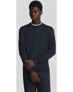 Lyle & Scott Lyle & Scott Tonal Eagle Merino Crew Neck Jumper - Blue