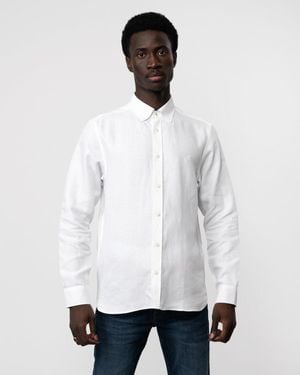 Ted Baker Ognon Long Sleeve Cotton Lyocell Script Shirt , Size: L - White