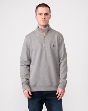 Paul Smith Ps Long Sleeve Regular Fit Half Zip Zebra Logo Sweatshirt - Grey