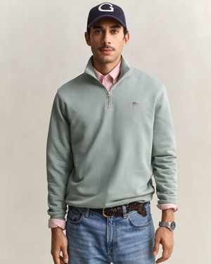 GANT Regular Fit Shield Logo Half Zip Sweatshirt - Grey
