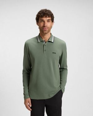 BOSS Plisy Long Sleeve Polo Shirt - Green