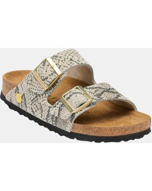 Birkenstock Arizona Rivet Logo Suede Sandals - White