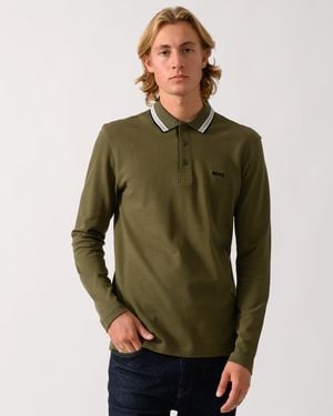 BOSS Plisy Long Sleeve Polo Shirt - Green