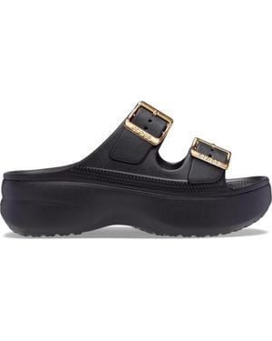Crocs™ Saturday Platform Metallic Buckle Sandal - Black
