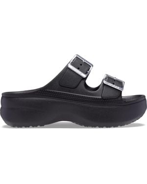 Crocs™ Saturday Platform Metallic Buckle Sandal - Black
