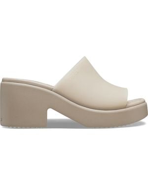 Crocs™ Brooklyn Frosted Slide Heel; Taupe - Black