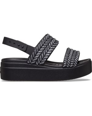 Crocs™ Brooklyn Woven Sparkle Low Wedge - Black