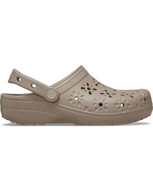 Crocs™ Classic Floral Cut-Out Clog; Taupe - Black