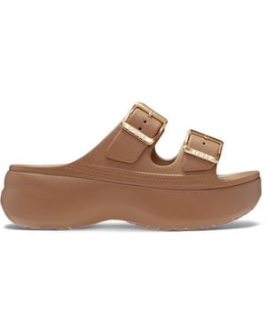 Crocs™ Saturday Platform Metallic Buckle Sandal - Black
