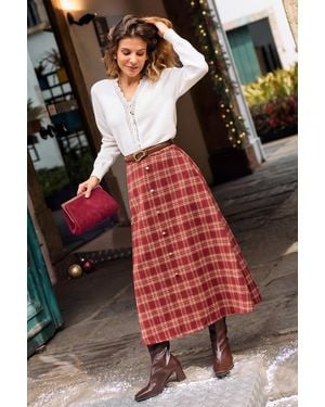 CUPSHE Falda Larga A Cuadros De Otoño - Rojo