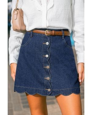 CUPSHE Blauer Mini-Jeansrock Mit Wellensaum