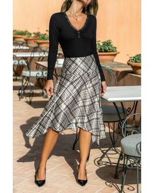 CUPSHE Falda Midi A Cuadros De Ritmo Más Lento - Negro