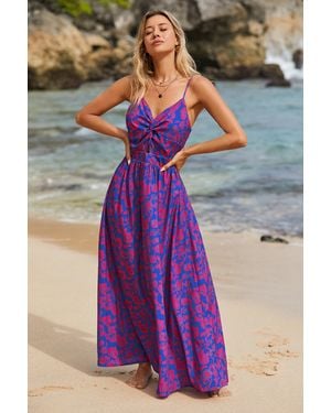 CUPSHE Maxi-Jurk Met Bloemenprint En V-Hals - Paars