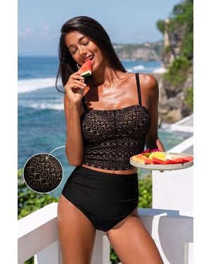 CUPSHE Conjunto De Tankini Take Off - Negro