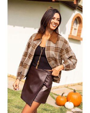 CUPSHE Cozy Life Geruite Jas - Bruin