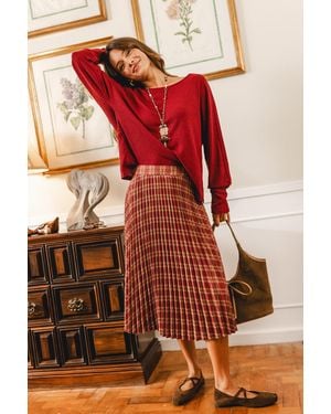 CUPSHE Gonna Midi A Quadri Crossed Paths - Rosso