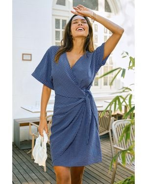 CUPSHE Minivestido De Cuadros Vichy Color Sal Marina - Azul