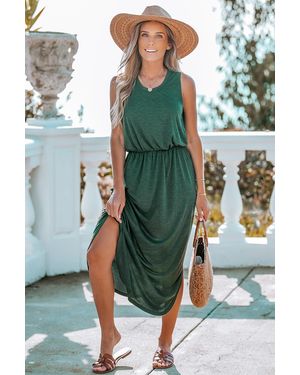 CUPSHE Vestido Largo Con Abertura Lateral Bosque - Verde