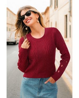 CUPSHE Roter Kurzer Geschnittener Langarmpullover Mit Rundhalsausschnitt