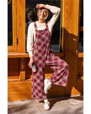 CUPSHE Karierte Latzhose Mit Geradem Bein Und Taschen - Orange