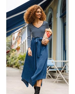 CUPSHE Full Life Gestreepte Midi-Jurk - Blauw