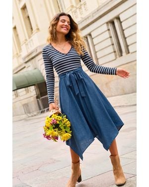 CUPSHE Vestido Midi A Rayas Full Life - Azul
