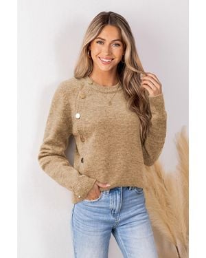 CUPSHE Braunes Rundhals Stricktop - Blau