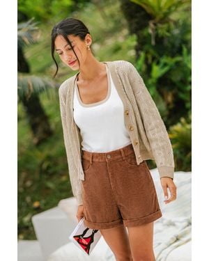 CUPSHE Pantalones Cortos Marrones De Estilo Vintage - Verde