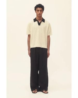 Commas Button Through Polo Knit - Natural