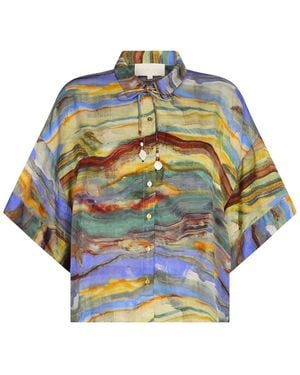 Carolina K Kimono Top Emerald Marble - Blue