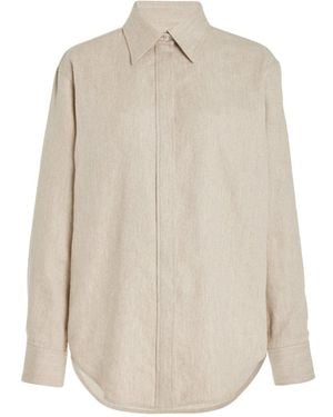 Brandon Maxwell Allie Button Up Boyfriend Shirt - White