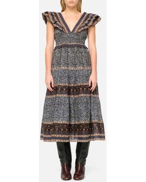 Sea Ivette Flutter Sleeve Smocked Midi Dress (Final Sale) - Black