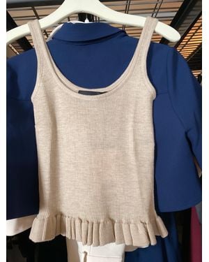 Brandon Maxwell The Phoebe Knit Tank With Ruffle Hem - Blue