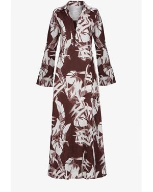 Three Graces London Veronica Dress In Prune - White